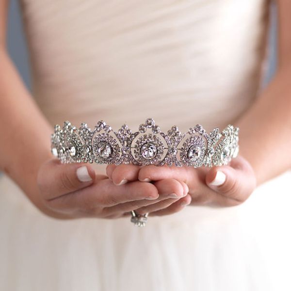 

new western style bridal crown headband gorgeous crystal bride headpiece hair accessories wedding tiaras jewelry party gift, Slivery;golden