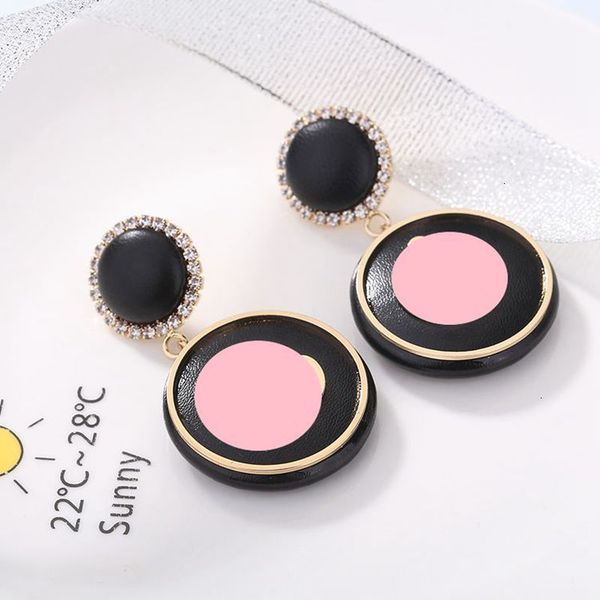 

70%off new leather rhinestone ins net red fashion hundred tower advanced french long round earrings, Silver