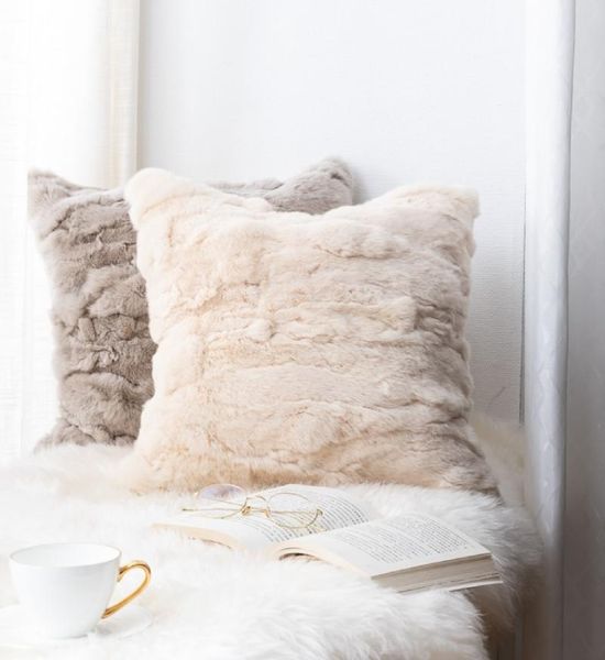 

pillow case cx-d-27n europe fashion luxury warm patch pillows cover genuine rex fur pillowcases for home