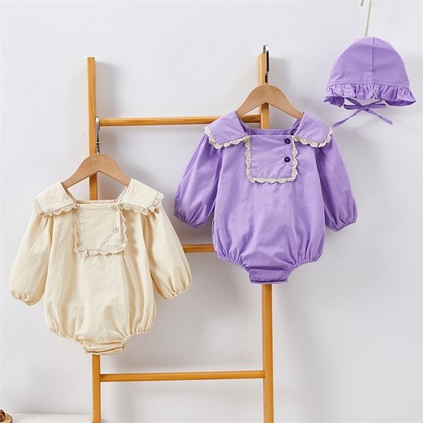 

baby girl rompers pure color long sleeves spring autumn born clothes 210521, Blue