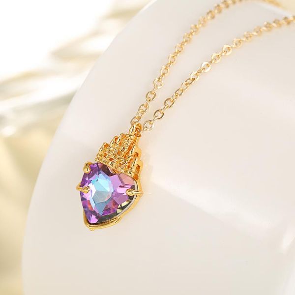 

chokers 2021zircon castle heart charm pendant necklaces women girl gold color cz stone necklace jewelry african arab middle east gifts, Golden;silver