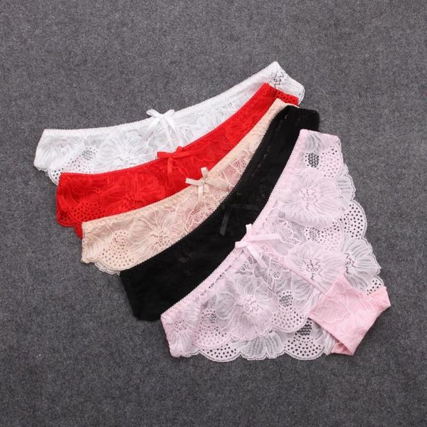 

women's panties underwear women lace transparent womens briefs panty seamless lingerie intimates plus size 5pcs/lot, Black;pink
