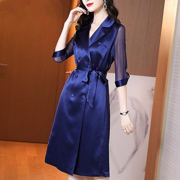 

casual dresses 2021 autumn winter women vintage a-line dress female long sleeve notched collar solid elegant fashion w393, Black;gray