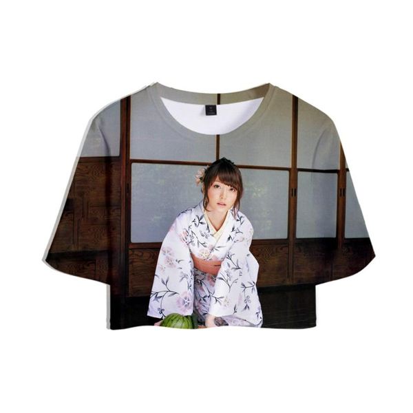 

women's t-shirt 2021 kana hanazawa 3d print girl short women casual t shirt, White