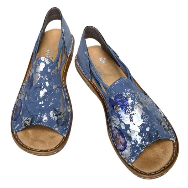 

sandals 2021 refreshing shoe sandal for ladies women's shoes with sloping heel printing and hollow fish mouth, Black