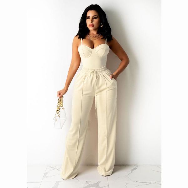

women's pants & capris hhdmv 2021 fashion lady spring street casual style long elastic high waist pure color simple, Black;white