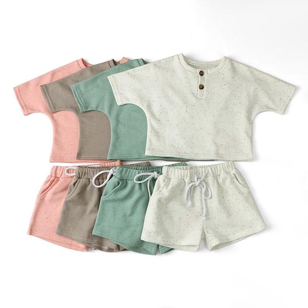 

kaiya angel summer baby girl clothes fashion solid colorful dot single breasted boutique costomized wholesale a1-tz-2101004 clothing sets, White