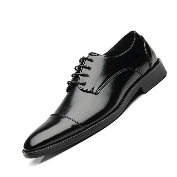 

men's pu leather italian shoes formal dress fashion1, Black