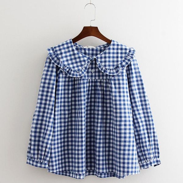 

women's blouses & shirts small fresh shirt female 2021 spring autumn wood ear white student bottoming long sleeve doll collar