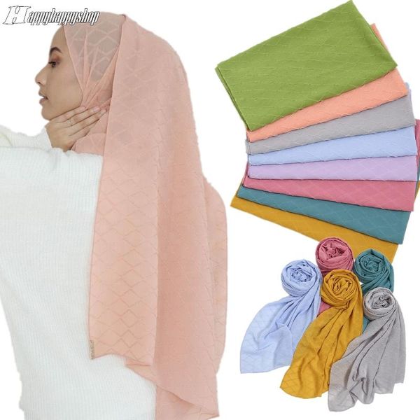 

scarves fashion crinkle plaid chiffon shawls hijabs muslim islamic women headwear arab headscarf wrap turban 175cm*70cm, Blue;gray