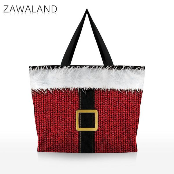 

duffel bags zawaland christmas print shoulder women girls canvas handle bag zipper handbag reusable tote for school shopping travel