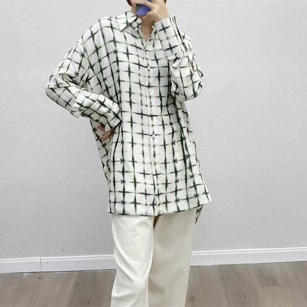 

women's blouses & shirts plaid blouse long sleeve turn-down collar ladies single breasted loose casual and, White
