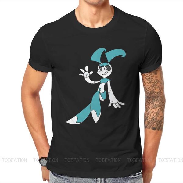 

men's t-shirts jenny round collar tshirt my life as a teenage robot cartoon tv series pure cotton basic t shirt man's clothes fashi, White;black