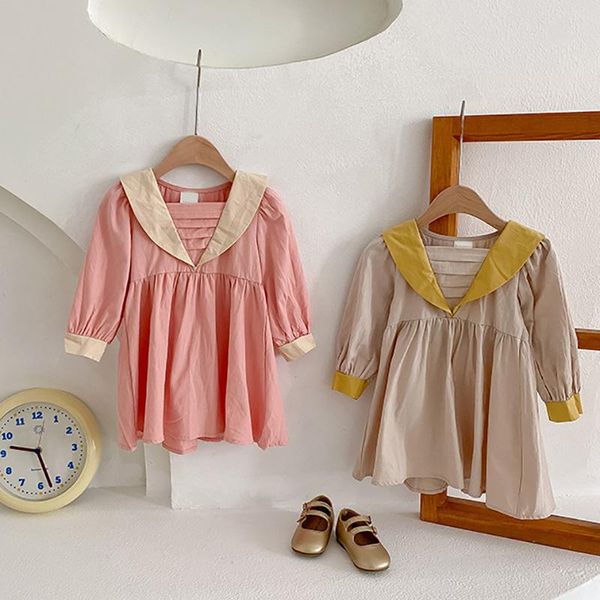 

girl's dresses bear leader baby clothes children's v-neck pleated kids fashion preppy style costumes sweet vestidos autumn 1-6y, Red;yellow