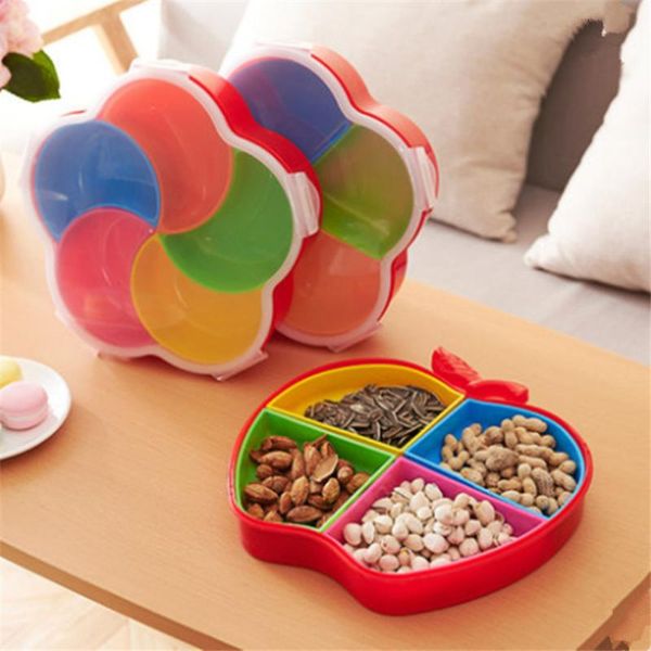 

storage bottles & jars 1pcs multicolour fruit plastic plates candy jar snack dessert dish party food tray nuts large capacity box with lid