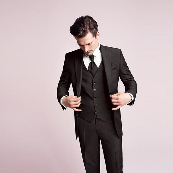 

black men suits 2021 slim fit business wear 3pieces (jacket+pants+vest) wedding groom bridegroom costume homme men's & blazers, White;black