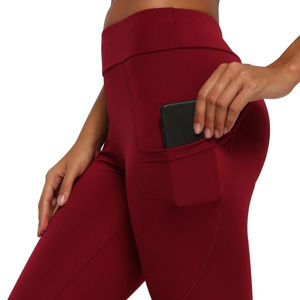 

running sports fitness pants side mobile phone pocket yoga bottoming nine-point outfit