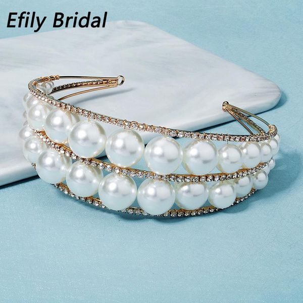 

hair clips & barrettes efily bridal wedding crown headbands pearl tiaras and crowns for women accessories rhinestone jewelry party headpiece, Golden;silver