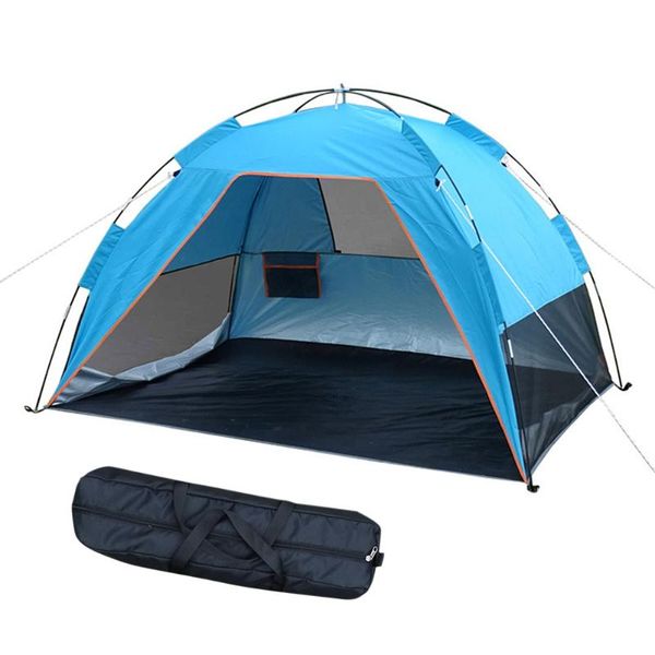 

tents and shelters ultralight waterproof camping tent portable 3-4 person family anti-uv coating upf 50+ for outdoor beach fishing
