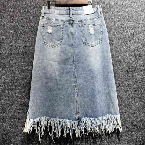 

skirts finesse at the height of women's knees denim wrapping fashionable skirts embroidered sequins torn holes high-waisted gr2q, Black