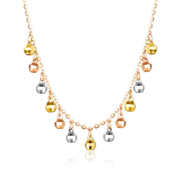 

chains pure 18k rose gold necklace fashion au750 beads pendant, Silver