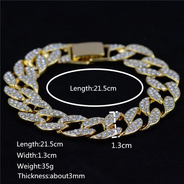 

link diamond bracelet hip-hop fashion men's jewelrylink chain, Black