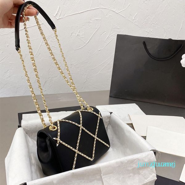 

designer- leather shoulder bag rhombus fashion color hit metal women's chain bages messenger bags 220g