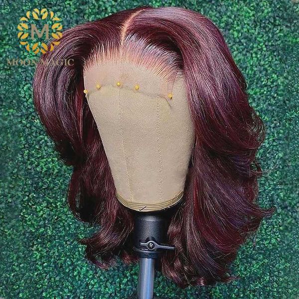 

lace wigs 99j front wig burgundy bob transparent frontal human hair for women brazilian sale 13x6x1, Black;brown