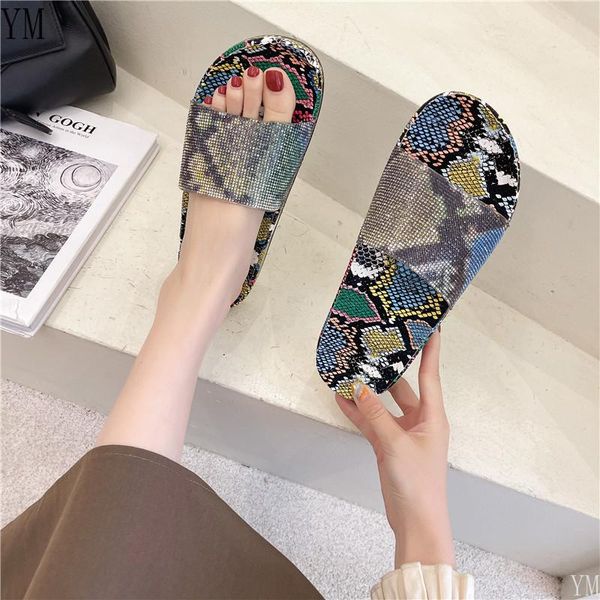 

sandals 2021 fashion beach slippers transparent footwear women shoes crystal slip-on zapatillas mujer casa flip flop, Black