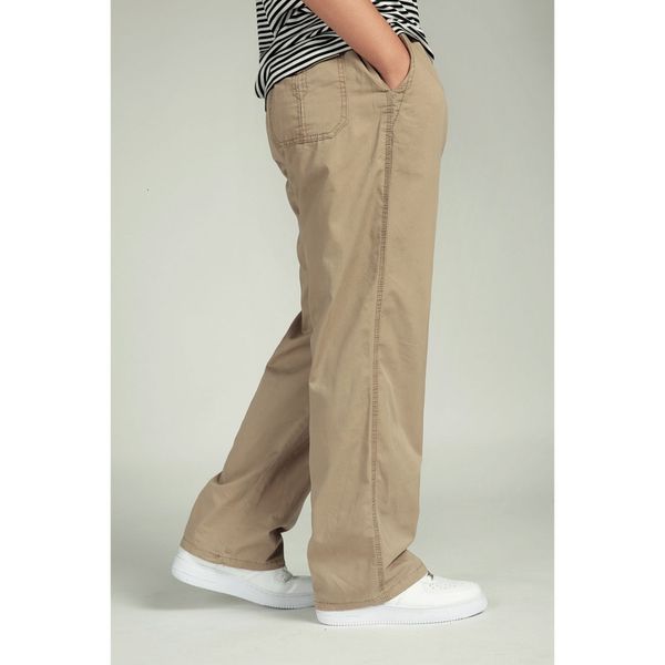 

pants spring summer cargo men casual cotton pants loose baggy joggers elastic waist long trousers man clothing plus size xl-6xl, Black