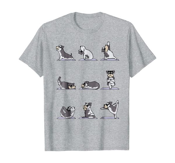 

miniature schnauzer yoga asana pose meditation funny t-shirt, White;black