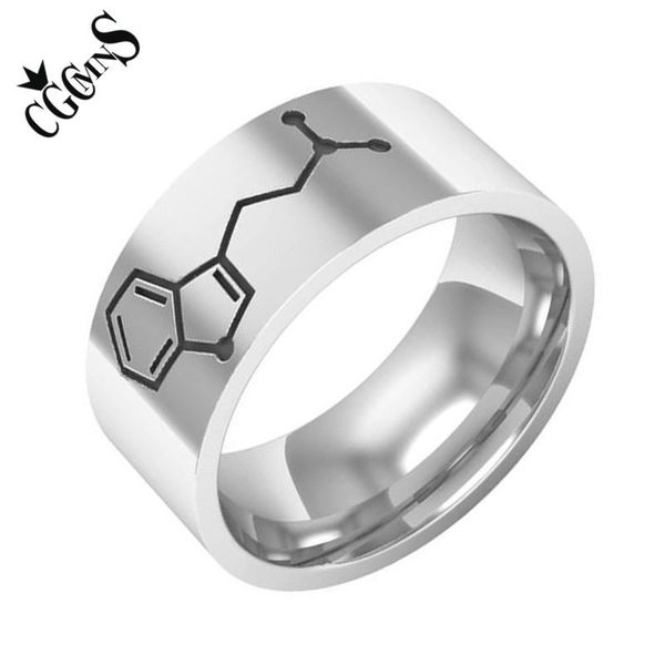 

cluster rings steel color dmt biomolecules symbol ring molecular structure stianless for student and research scholar, Golden;silver