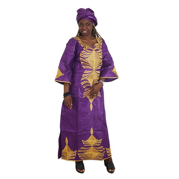 

20212021 african women dresses riche bazin traditional embroidery dress head scarf plus size long dress ropa africana mujer party, Red