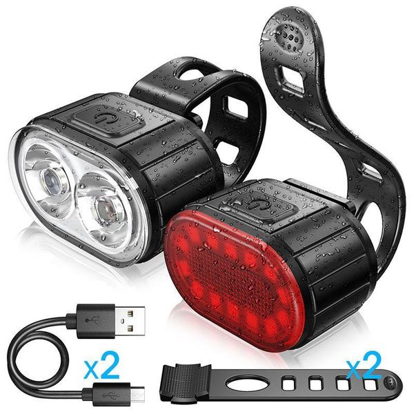 

bike lights 4 modes front light head lamp 350mah usb rechargeable mtb road bicycle headlight 6 230mah cycling taillight rear