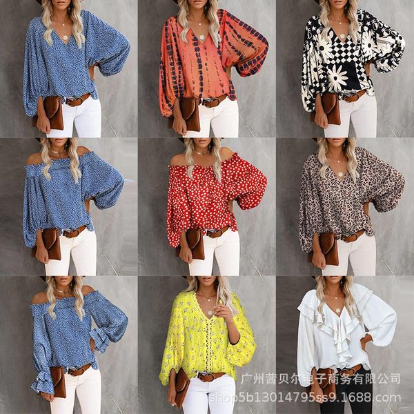 

women's t-shirt 2021 summer chiffon print french slim plus size, White