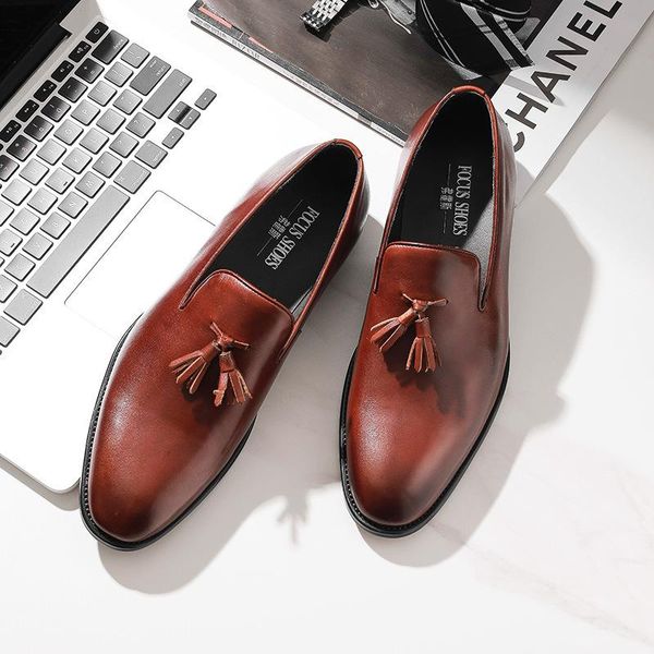 

dress shoes brand men genuine tassel leather oxford retro working for male driving party oxfords size 44, Black