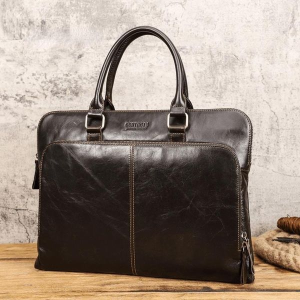 

briefcases is suitable for 16 inch lapbag and cowhide business luxury genuine leather briefcase design high-quality men's designer