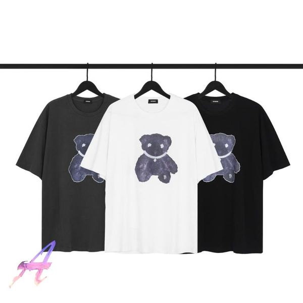 

men's t-shirts summer style men women fashion casual front back bear print we11done t shirt welldone tees oversized, White;black
