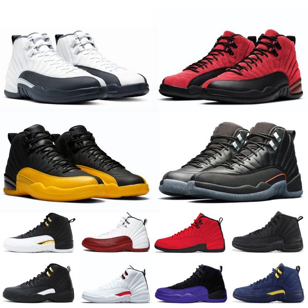 

12 12s men basketball shoes royalty grind the master reverse flu game gym red indigo mens trainers sports sneakers, Black