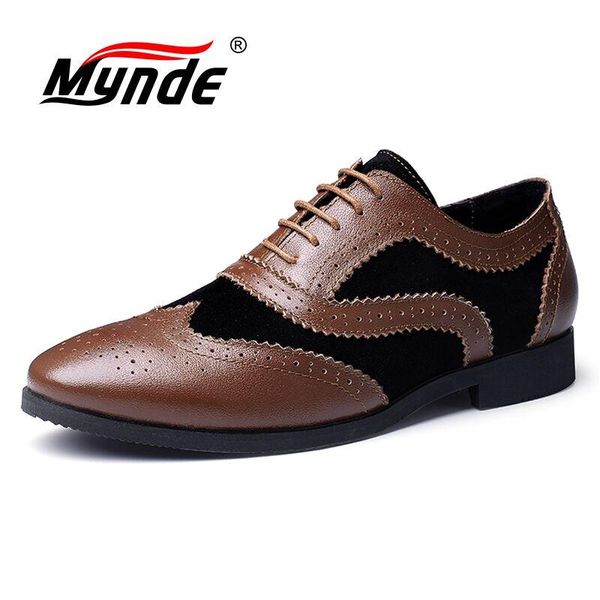 

dress shoes mynde genuine leather men brogues bullock business oxfords male formal size 38-48, Black
