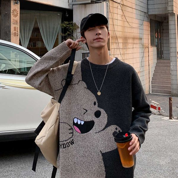 Zazomde Pullover Pullover Männer Winter warmer Stich Pullover Harajuku Anime Sweat Tops Weihnachten Ästhetische Gotikkleidung Hipster 210909