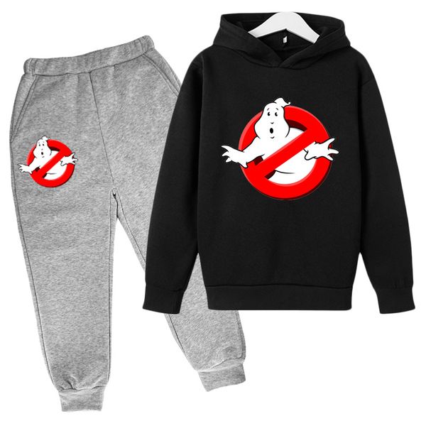 

ghostbusters hoodie girl/boy fashion casual loose black sweatshirt print ghost busters hip hop hoodie streetwear pant set, White