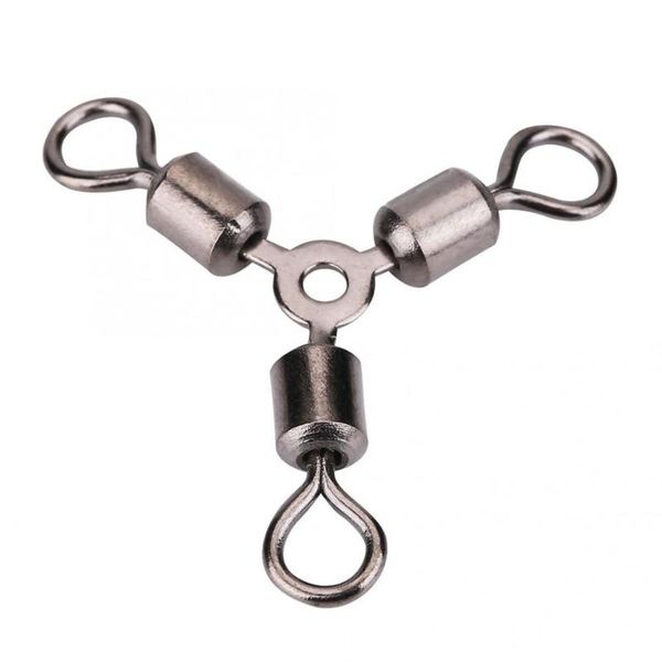 

fishing hooks 20pcs/lot three way swivel connector 3 rolling swivels barrel snap ball bearing solid rings