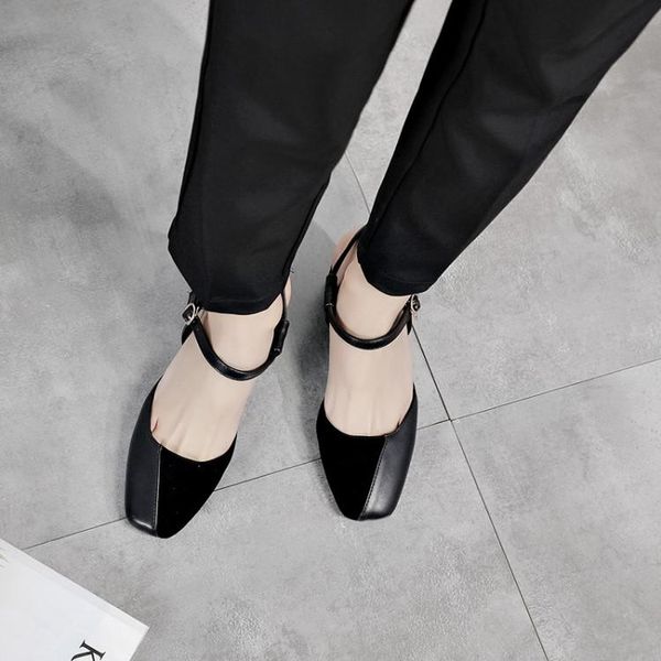 

big size high heels sandals women shoes woman summer ladies medium-heeled women's with gentle breeze at night, Black