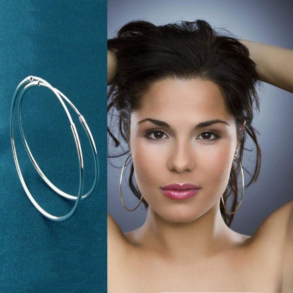 

hoop & huggie large size 925 sterling silver big earrings for women simple round circle hoops ear rings earings jewelry, Golden;silver