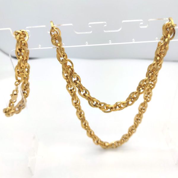 Vintage 9CT Золотой аутентичные тон большой двойной петли Ссылки цепи ожерелье 24 дюйма браслет 8,3 дюйм ювелирные изделия Kihei женщины мужские