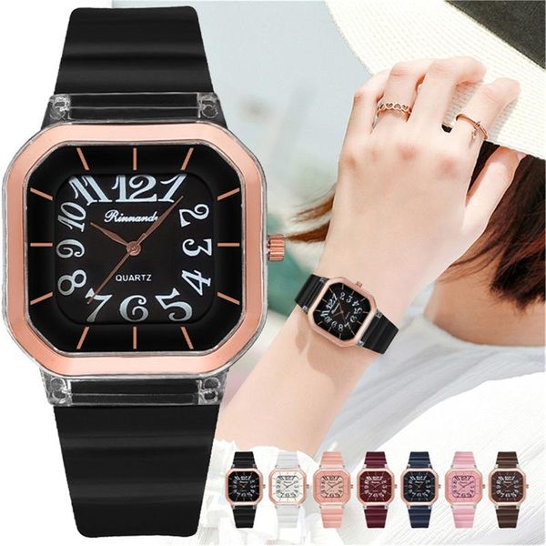 

wristwatches 2021 fashion women watches square silica gel belt quartz watch for ladies dial simple easy to read relogio feminino, Slivery;brown