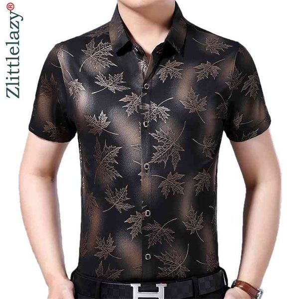 Social Kurzarm Maple Leaf Designer Hemden Männer Slim Fit Vintage Mode Herren Hemd Mann Kleid Jersey Kleidung 36565 210721