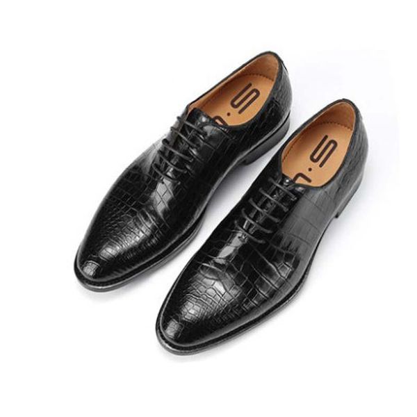 

dress shoes sl thailand crocodile leather men male genuine high-grade business formal casual men's handmade, Black