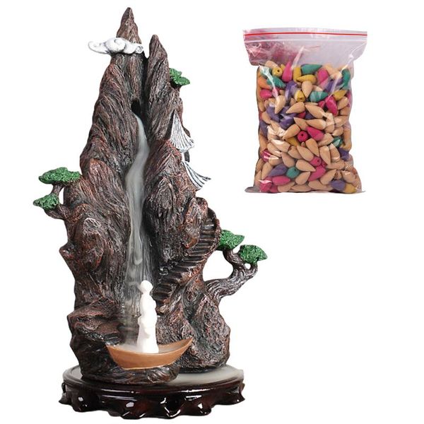 

ceramic dragon backflow incense burner smoke waterfall censer stick holder home decor 50pcs cones fragrance lamps